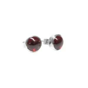 sterling silver and 6mm Garnet earrings